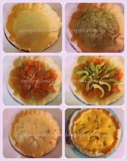 Tarta salada de salmón, aguacate y ricotta