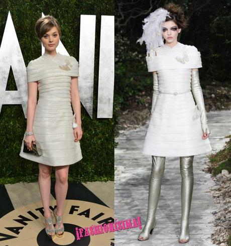 Bella Heathcote de Chanel Alta Costura en la after party de Vanity Fair de los Oscars 2013