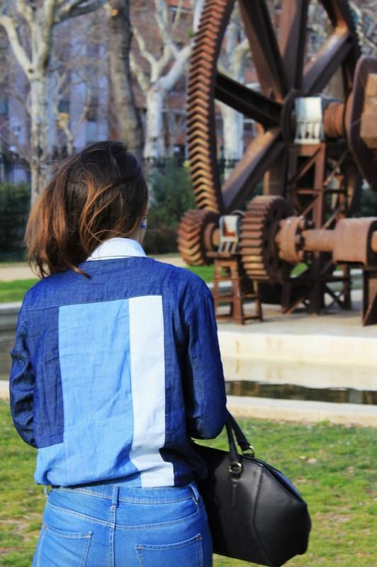 patchwork denim shirt