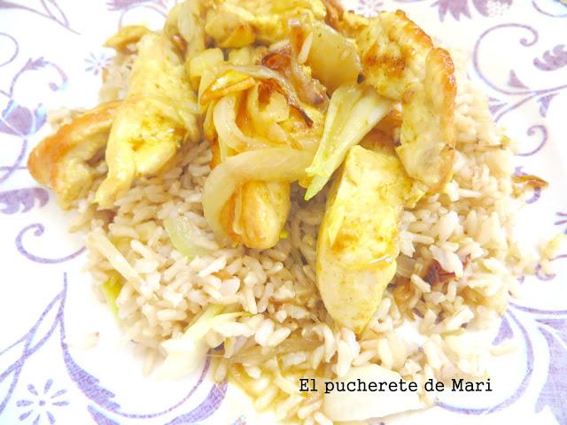 POLLO AL CURRY CON ARROZ BASMATI