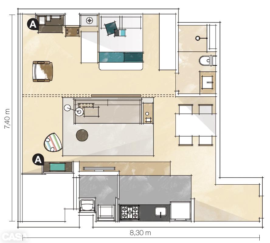 Deco+Design: Vivir ampliamente en un piso de 55 m