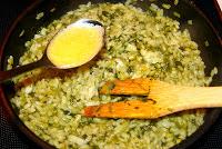 Risotto de espinacas con bacalao al pil pil
