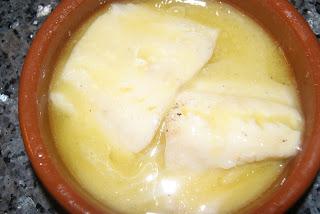 Risotto de espinacas con bacalao al pil pil