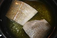 Risotto de espinacas con bacalao al pil pil