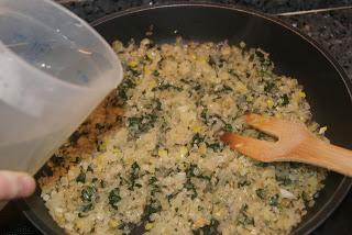 Risotto de espinacas con bacalao al pil pil