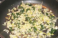 Risotto de espinacas con bacalao al pil pil