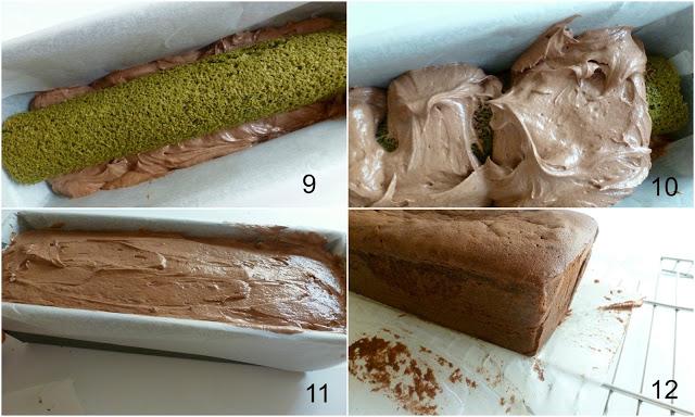 Rollo de Té Matcha en Bizcocho de Chocolate