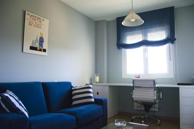 Blanco azul decoracion despacho