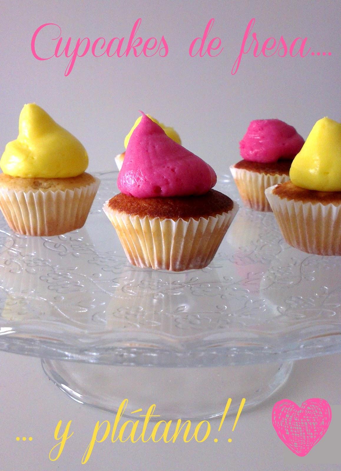 ♥ CUPCAKES DE HELADO DE FRESA Y PLÁTANO!! Nº 15 DEL RETO!!