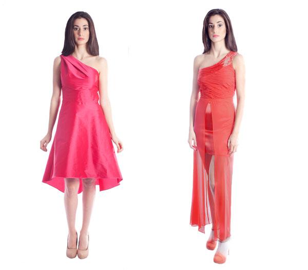 veneno piel vestido rosa coral