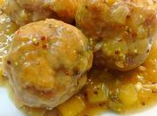 Albondigas salsa mostaza antigua manzana