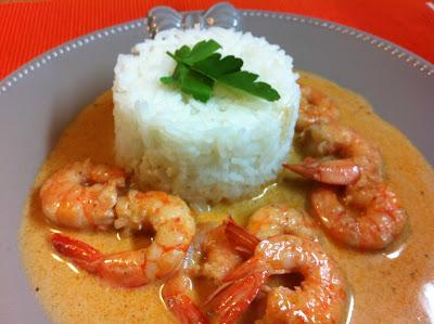 Langostinos Al Curry Rojo