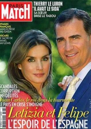 D. Felipe y Dña. Letizia, de Felipe Varela, en portada de Paris Match