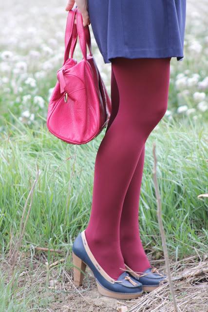Navy & burgundy