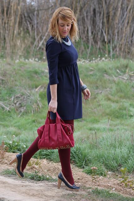 Navy & burgundy