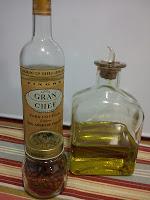 Aceite, guindilla y vino