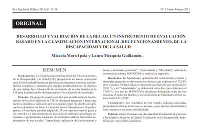 Desarrollo y validación de un instrumento (BECAD) de evaluación basado en la Clasificación Internacional del Funcionamiento, Discapacidad y de la Salud (CIF) - Moro y Mezquita