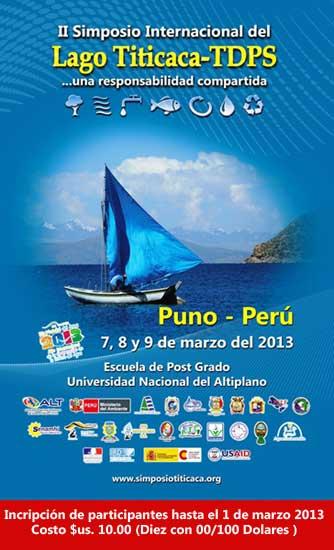 Ponencia II Simposio Internacional del Lago Titicaca, Puno, Perú 7, 8 y 9 de Marzo de 2013