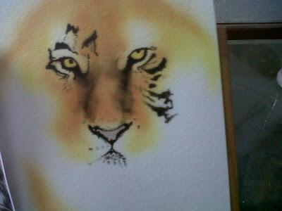 Cuadro con la Aerografía de un Tigre