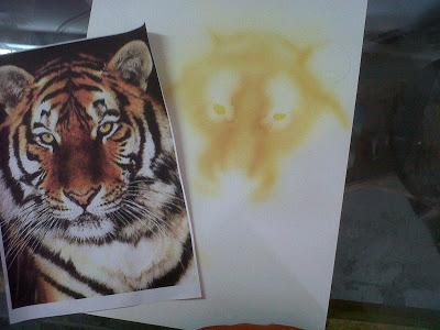 Cuadro con la Aerografía de un Tigre