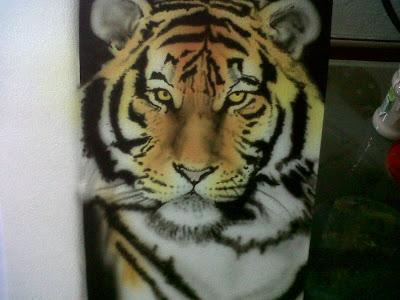 Cuadro con la Aerografía de un Tigre