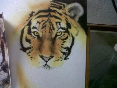 Cuadro con la Aerografía de un Tigre