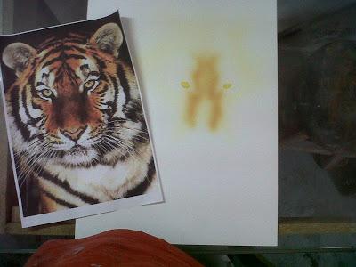 Cuadro con la Aerografía de un Tigre