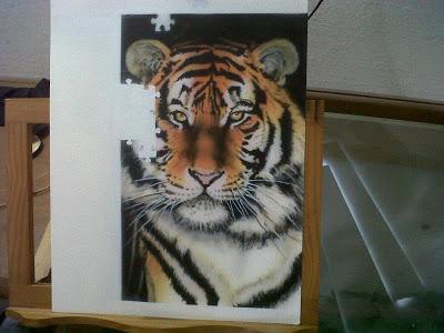 Cuadro con la Aerografía de un Tigre