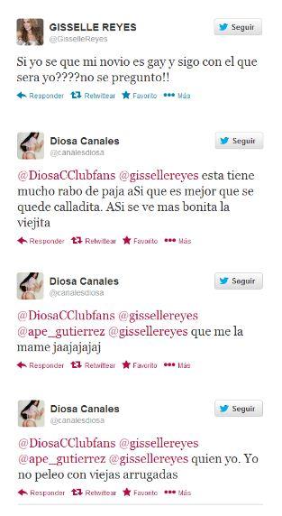Se toman por los pelos  @CanalesDiosa y @GisselleReyes en twitter