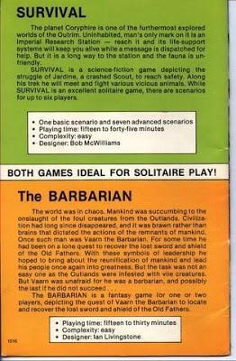 Dos en uno:The Barbarian y Survival