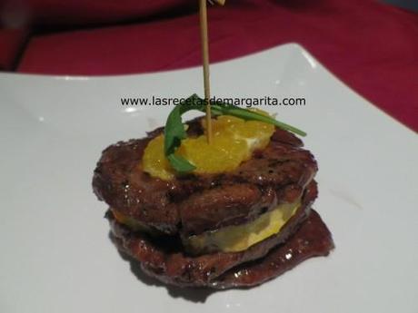 Filetes de cordero con salsa de naranja
