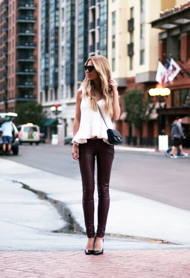 leather and peplum