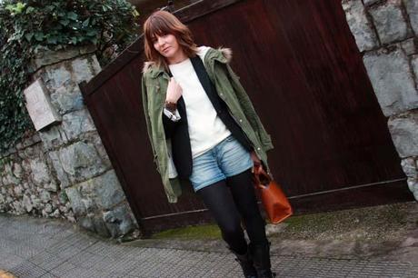 Short vaquero, sudadera y blazer