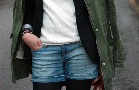 Short vaquero, sudadera y blazer