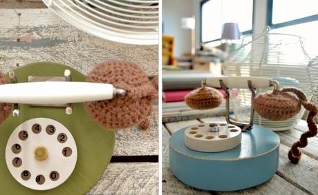 teléfonos de madera Macarena Bilbao: Juguetes de madera con un toque retro