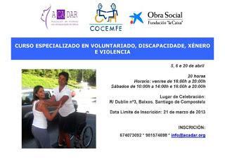 Curso “Formación especializada en voluntariado, discapacidad, género y violencia” Curso “Formación especializada en voluntariado, discapacidad, género y violencia”