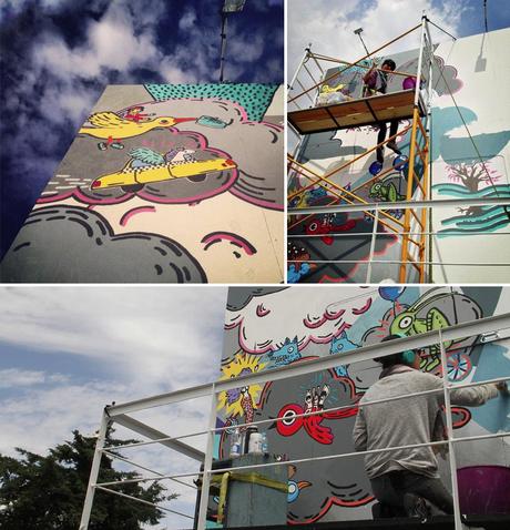 Una ilustradora vive en una valla publicitaria y transforma los tweets en arte Escriba