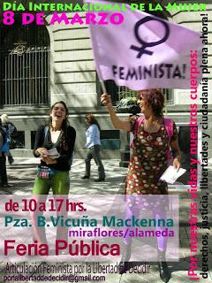 Comunicado de prensa. Articulación Feminista por la Libertad de Decidir realiza Feria Pública en conmemoración del Día Internacional de la Mujer
