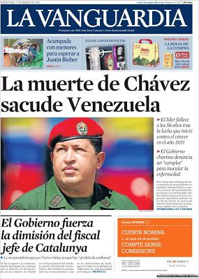 La muerte de Chávez en la prensa internacional