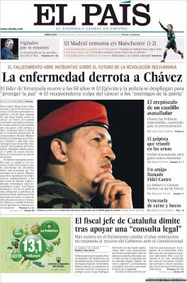 La muerte de Chávez en la prensa internacional