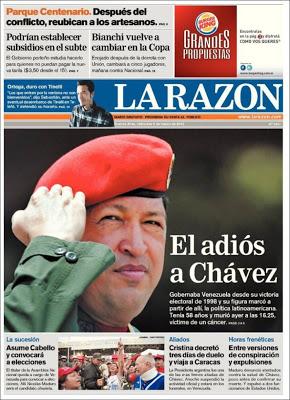 La muerte de Chávez en la prensa internacional