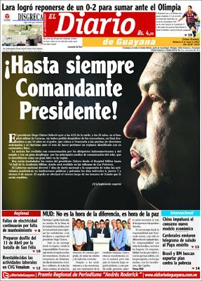 La muerte de Chávez en la prensa internacional