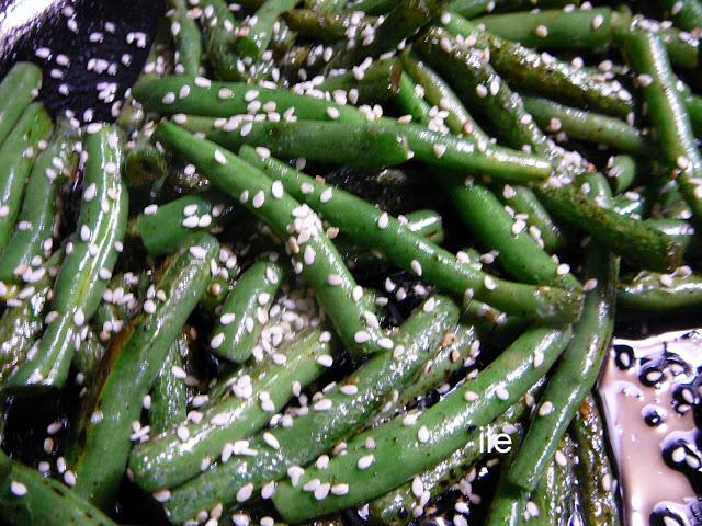 Chauchas o judias verdes con salsa de soja y sesamo