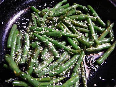 Chauchas o judias verdes con salsa de soja y sesamo