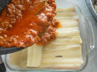 Lasañas con pencas de acelga