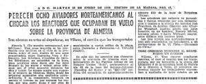 Fraga no pudo bañarse con Anne Baxter en Palomares Al día siguiente de producirse el accdiente el diario ABC da la noticia.