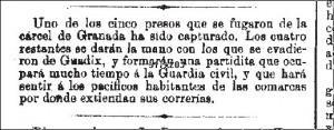 26 de diciembre de 1880, uno de los fugados es apresado, según 