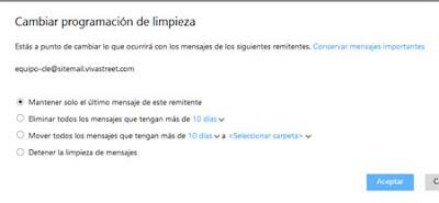 programar limpieza correo