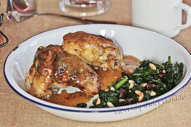 POLLO AL HORNO CON MOSTAZA Y MIEL