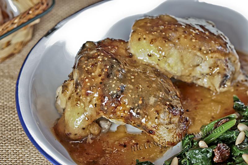POLLO AL HORNO CON MOSTAZA Y MIEL